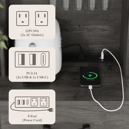 Save 50% - Modern Kitchen Pantry Cabinet with Power Outlet & Wine Glass Rack, Freestanding Hutch with Microwave Stand and Adjustable Shelves