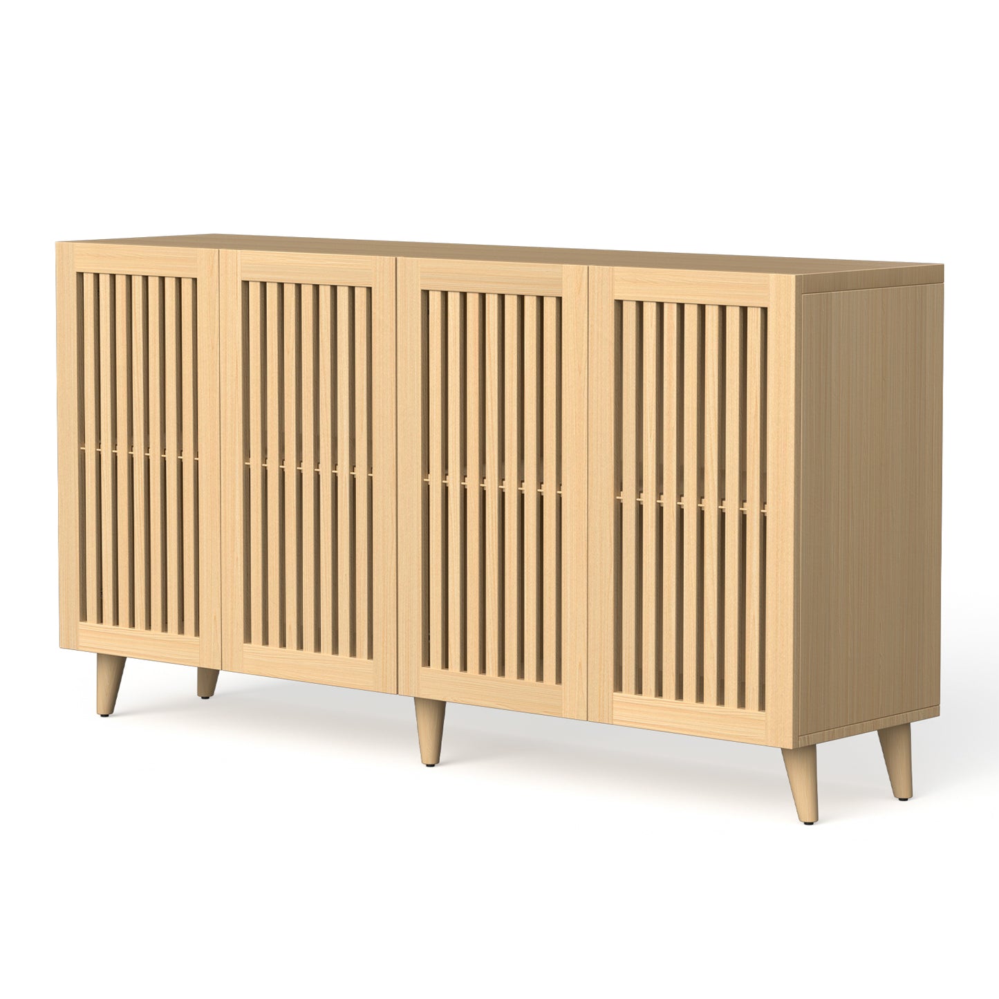 Save 50% - 63" Mid-Century Modern Buffet Cabinet with Storage, 4-Door Wood Sideboard Credenza with Legs for Living Room, Entryway & Hallway