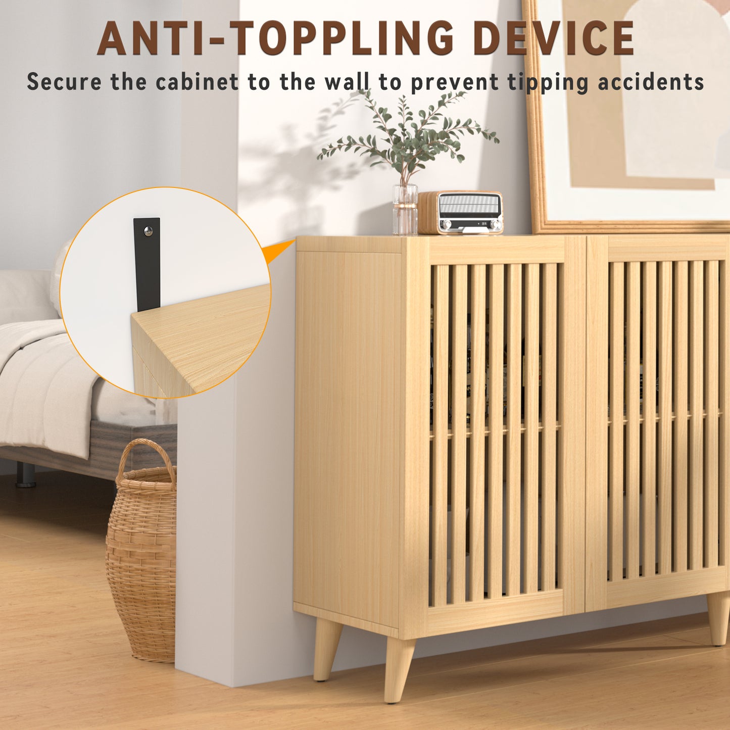 Save 50% - 63" Mid-Century Modern Buffet Cabinet with Storage, 4-Door Wood Sideboard Credenza with Legs for Living Room, Entryway & Hallway