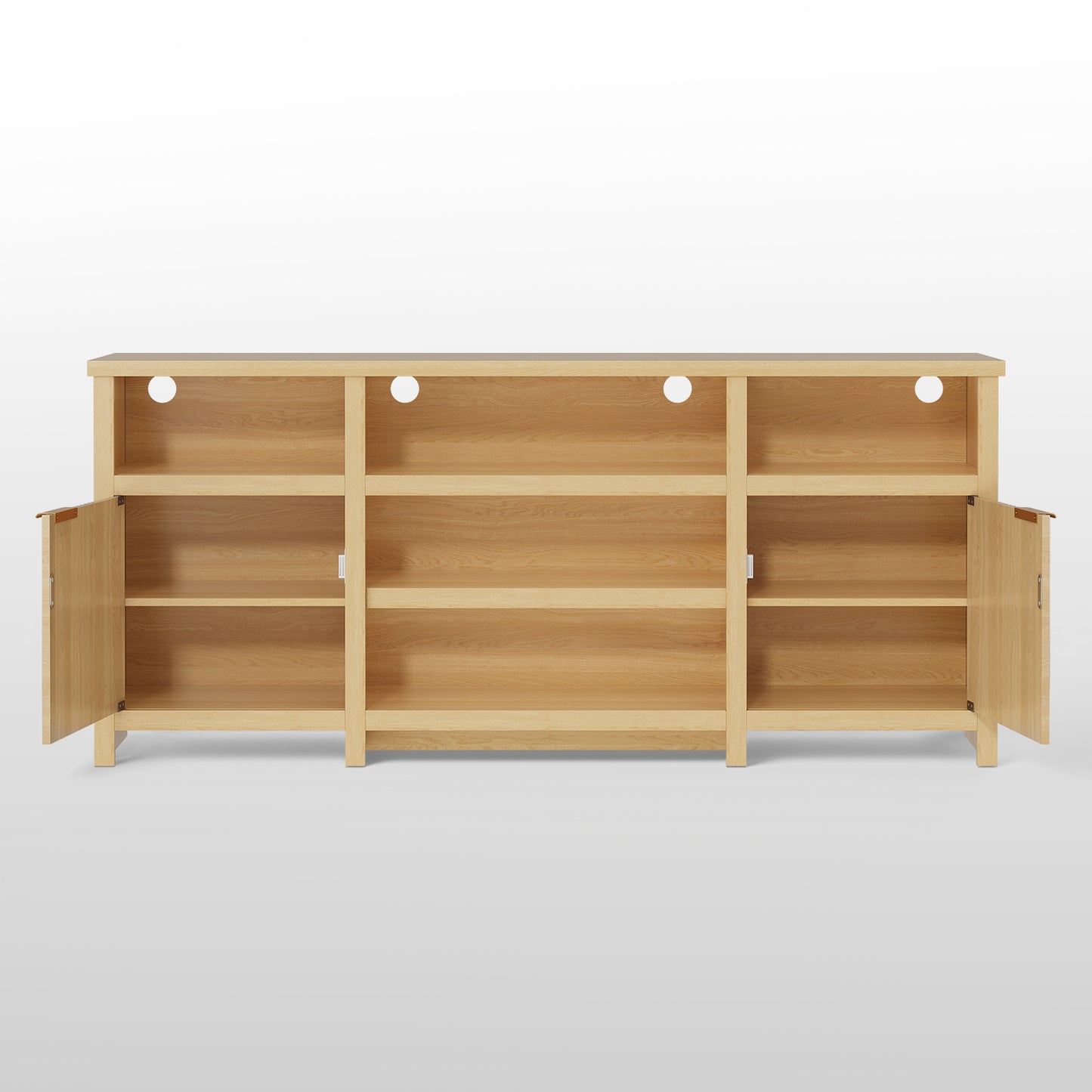 Save 50% - Farmhouse Modern TV Stand for 75 Inch TVs, Mid Century Style Media Console with LED Lights