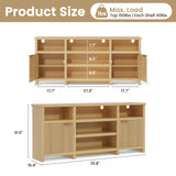 Modern farmhouse TV stand by Belord for 75-inch TVs, mid-century style media console with LED lighting and storage space.