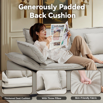 Save 50% - 4-Seater Modular Sectional Sofa with Storage Ottomans, Reversible Deep Seat Sleeper Couch with Removable Backrest & Throw Pillows