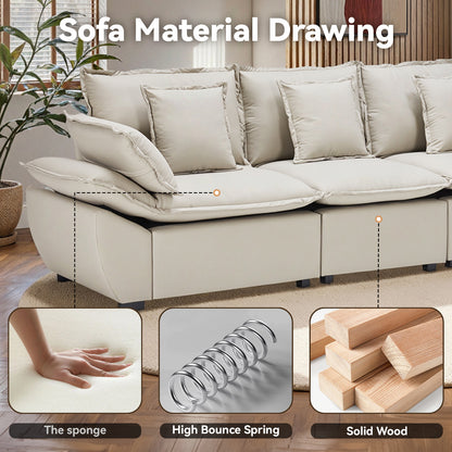 Save 50% - 114" Modular L-Shaped Sectional Sofa, Comfy Deep Seat Sleeper Sofa Bed, Cloud Couch with Thickened Sponge & Removable Covers