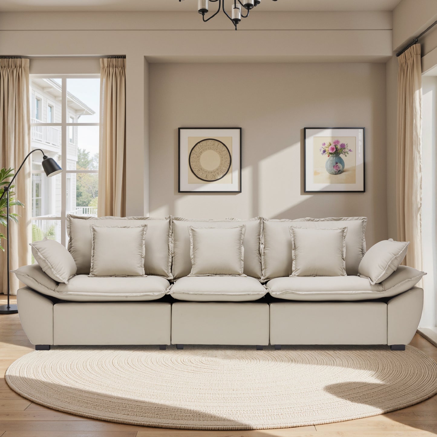 Save 50% - 114" Modular L-Shaped Sectional Sofa, Comfy Deep Seat Sleeper Sofa Bed, Cloud Couch with Thickened Sponge & Removable Covers