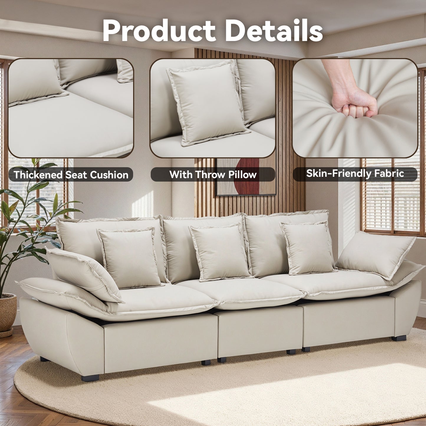 Save 50% - 114" Modular L-Shaped Sectional Sofa, Comfy Deep Seat Sleeper Sofa Bed, Cloud Couch with Thickened Sponge & Removable Covers