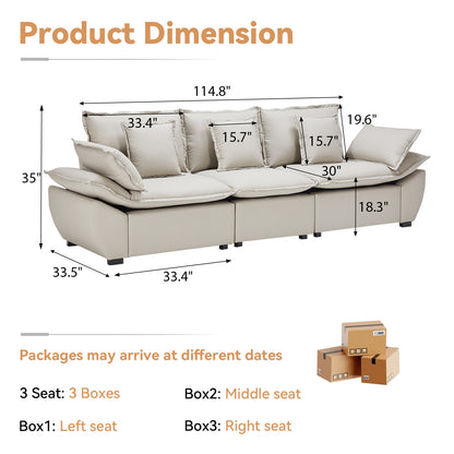 Save 50% - 114" Modular L-Shaped Sectional Sofa, Comfy Deep Seat Sleeper Sofa Bed, Cloud Couch with Thickened Sponge & Removable Covers