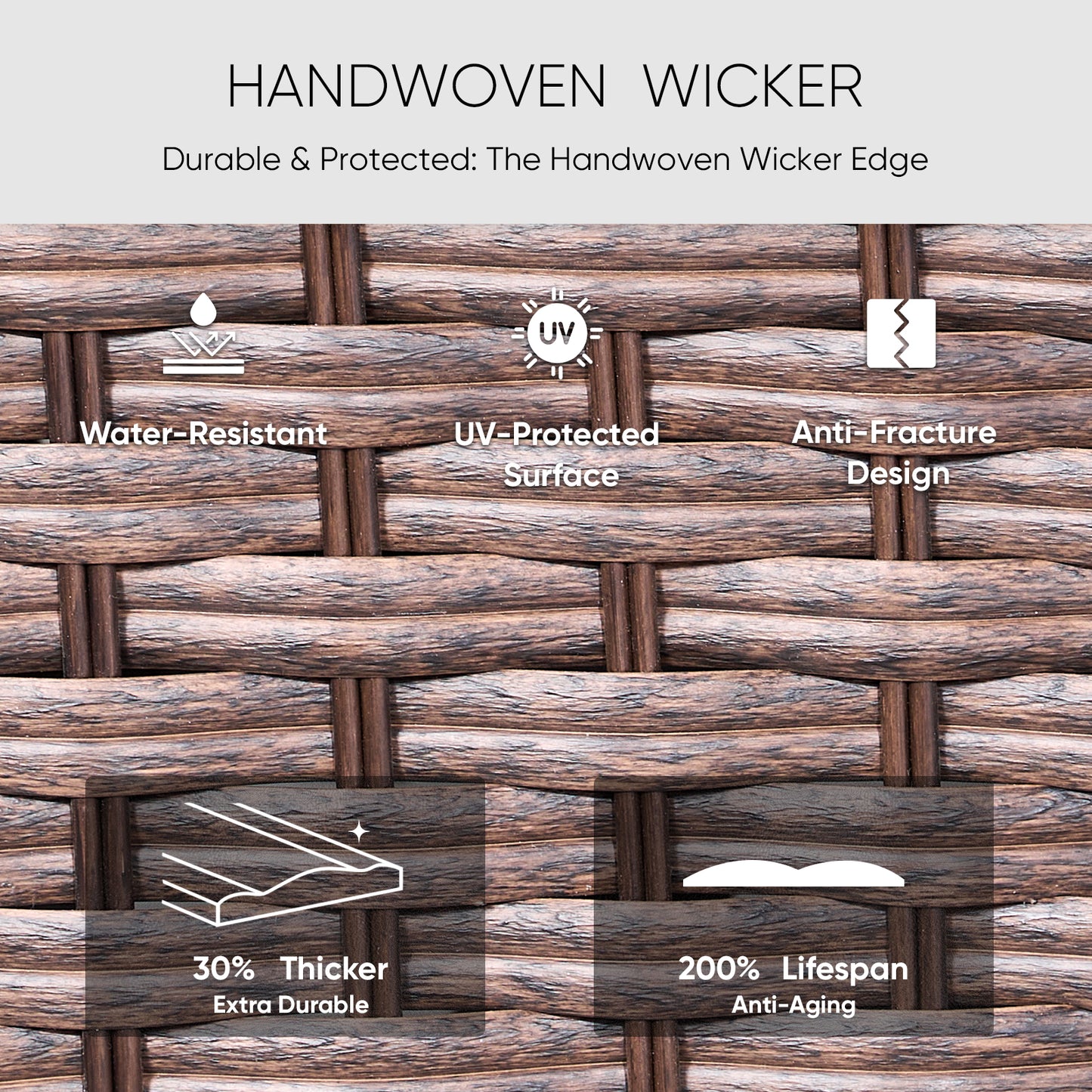 Save 50% - 3-Seater Outdoor Wicker Patio Sofa with High Backrest, Deep Seat Rattan Couch with Removable Cushions for Balcony, JL Series