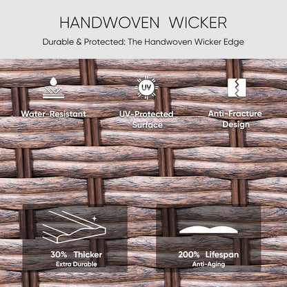 Save 50% - 3-Seater Outdoor Wicker Patio Sofa with High Backrest, Deep Seat Rattan Couch with Removable Cushions for Balcony, JL Series