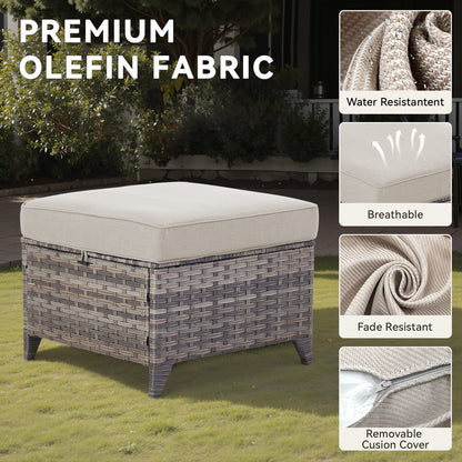 6-Piece Outdoor Sofa & Chair Combination (6-Piece) — High-Back Sectional with Wicker Swivel Rockers, FG Series