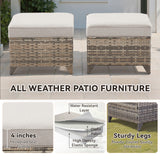 Belord 7-piece patio conversation set with sofa, two swivel chairs, coffee table, and two ottomans in FG Series outdoor furniture