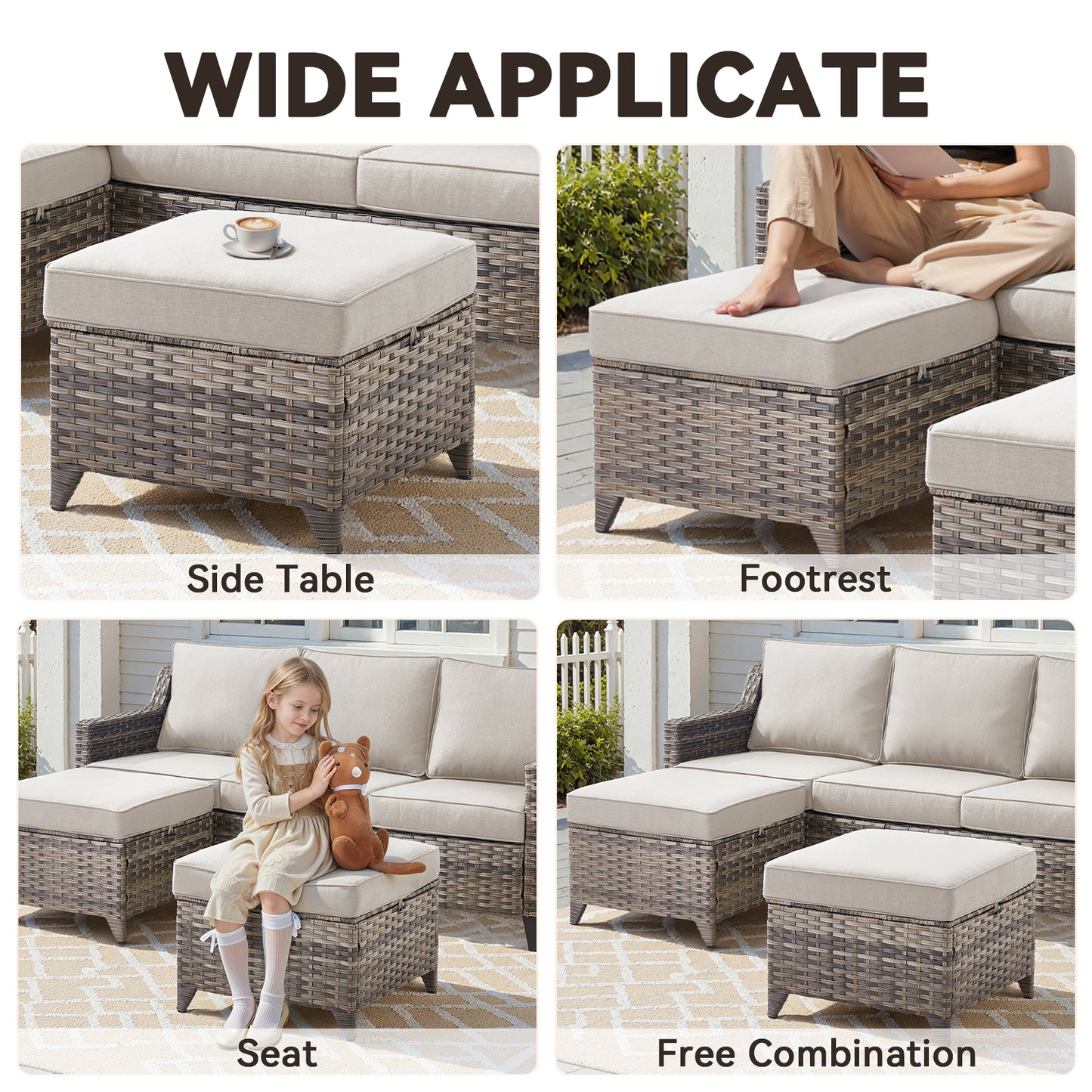 All-Weather 7-Piece Conversation Set — Integrated Sectional & Swivel Rocker Design, FG Series
