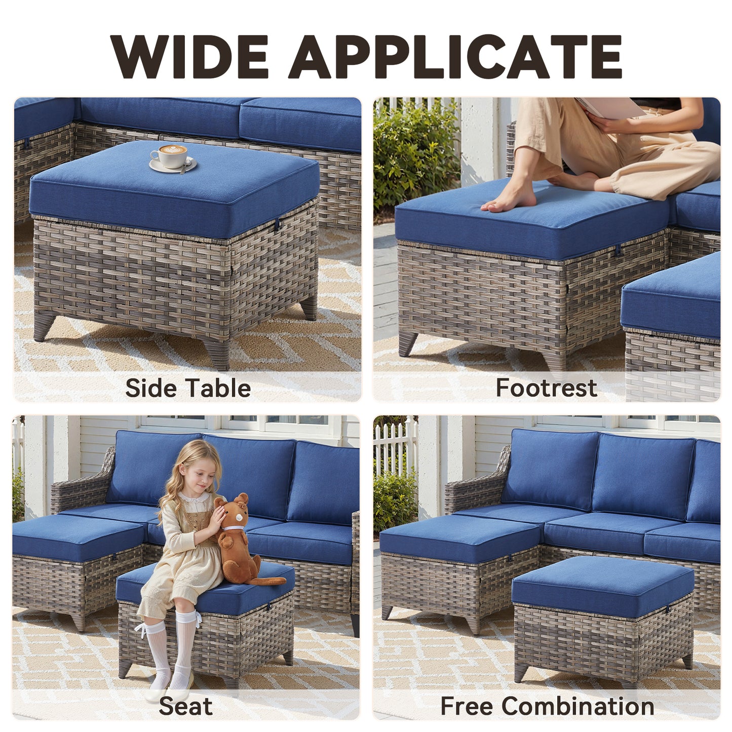 6-Piece Outdoor Patio Furniture Set — 2 Wicker Sofas, 2 Swivel Chairs, Coffee Table & Side Table, FG Series