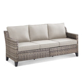 Belord outdoor 3-seat wicker patio sofa with thick cushions, stylish FG Series for comfortable outdoor lounging