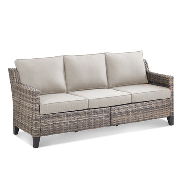 Belord outdoor 3-seat wicker patio sofa with thick cushions, stylish FG Series for comfortable outdoor lounging
