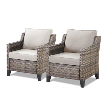 Patio Chairs Set of 2 - All Weather Rattan with Thickened Cushions, FG Series