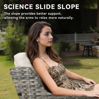 3-Piece Outdoor Bistro Set — PE Rattan Chairs with Thick Cushions & Glass Coffee Table Ensemble, FG Series