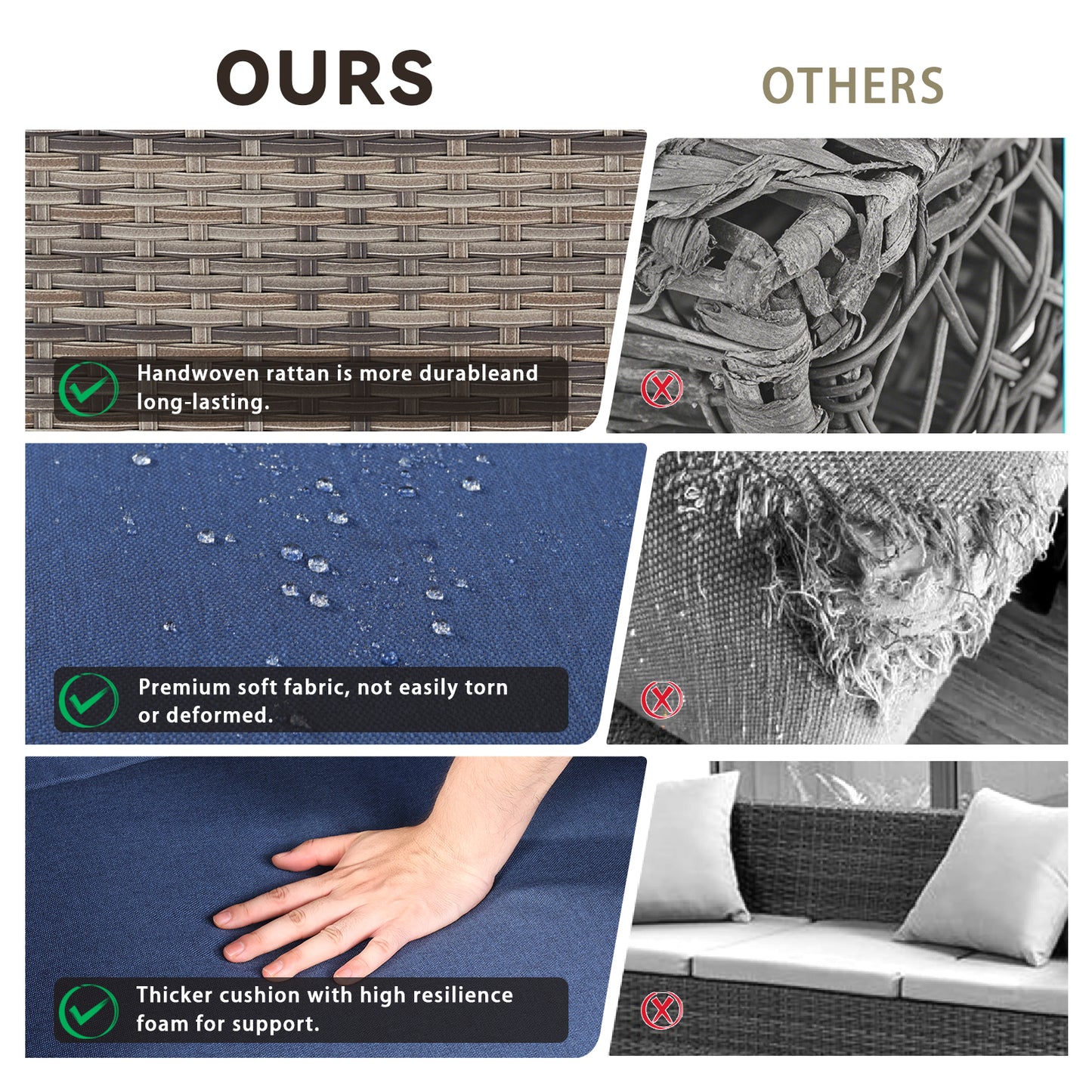 3-Piece Outdoor Bistro Set — PE Rattan Chairs with Thick Cushions & Glass Coffee Table Ensemble, FG Series