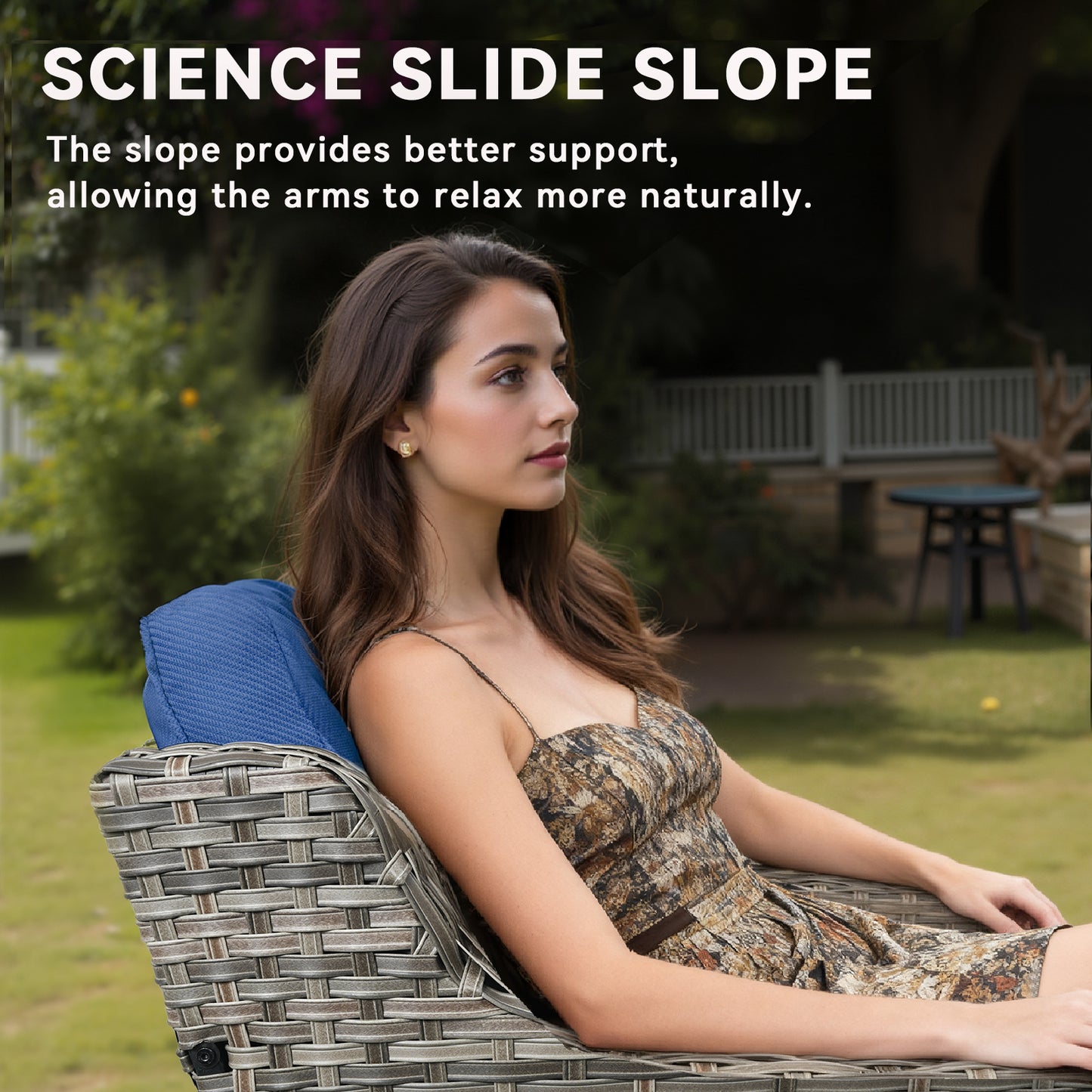 Outdoor Swivel Chair Set (5 Pcs): 2 Glider Chairs, Ottoman Pair & Glass Accent Table, FG Series