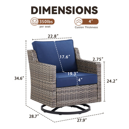 FG Series: 4-Piece Set of High-Back Swivel Rocker Chairs — PE Wicker with Padded Cushions, FG Series