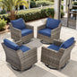 FG Series: 4-Piece Set of High-Back Swivel Rocker Chairs — PE Wicker with Padded Cushions, FG Series