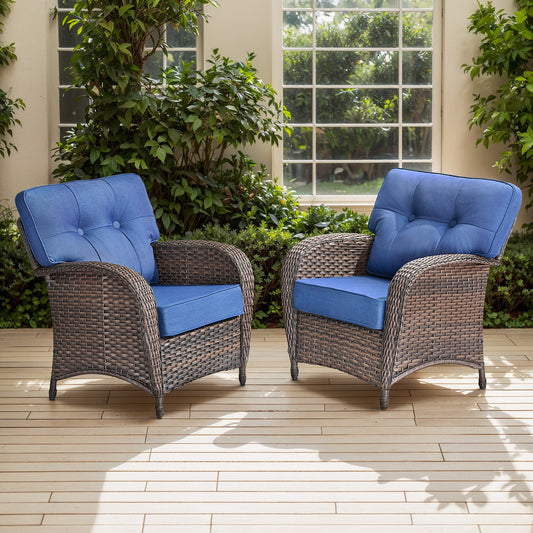 Premium Outdoor Patio Chairs (Set of 2) – Wide T-Back Design & 5" Thick Cushions, T Series