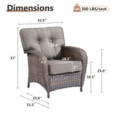 Premium Outdoor Patio Chairs (Set of 2) – Wide T-Back Design & 5" Thick Cushions, T Series - Belord