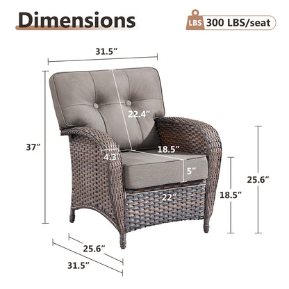 Premium Outdoor Patio Chairs (Set of 2) – Wide T-Back Design & 5" Thick Cushions, T Series