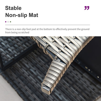 9PC Luxury Outdoor Wicker Sofa Set with Rocking Swivel Chairs, Ottomans & Coffee Table, Deep Seating with 5'' Cushions, T Series