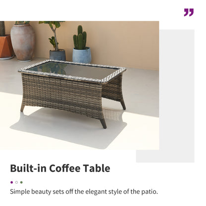 7-Piece Premium Patio Furniture Set with Rocking Swivel Chairs, Sofa, Large Coffee Table & 5'' Thick Cushions, T Series