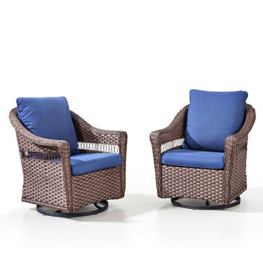 Save 50% - 2-Piece Swivel Patio Chairs with High Back, Wicker Outdoor Swivel Rocker & Glider Chairs with 4" Cushions, JL Series