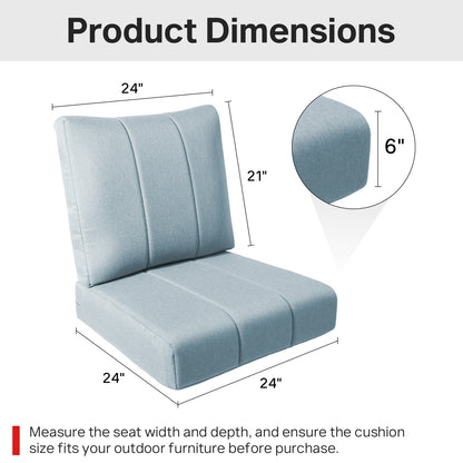 Luxury 6" Thick Outdoor Seat Cushion – 24"x24" Water-Resistant Patio Chair Cushion for Rattan & Sectional Seating