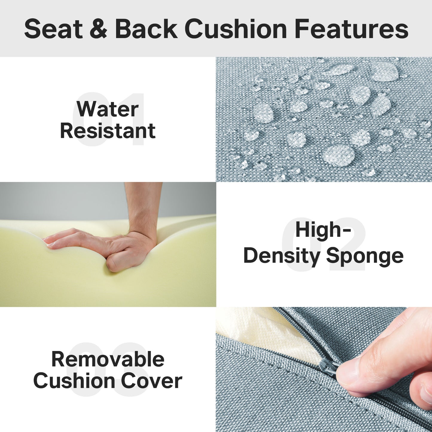 Luxury 6" Thick Outdoor Seat Cushion – 24"x24" Water-Resistant Patio Chair Cushion for Rattan & Sectional Seating