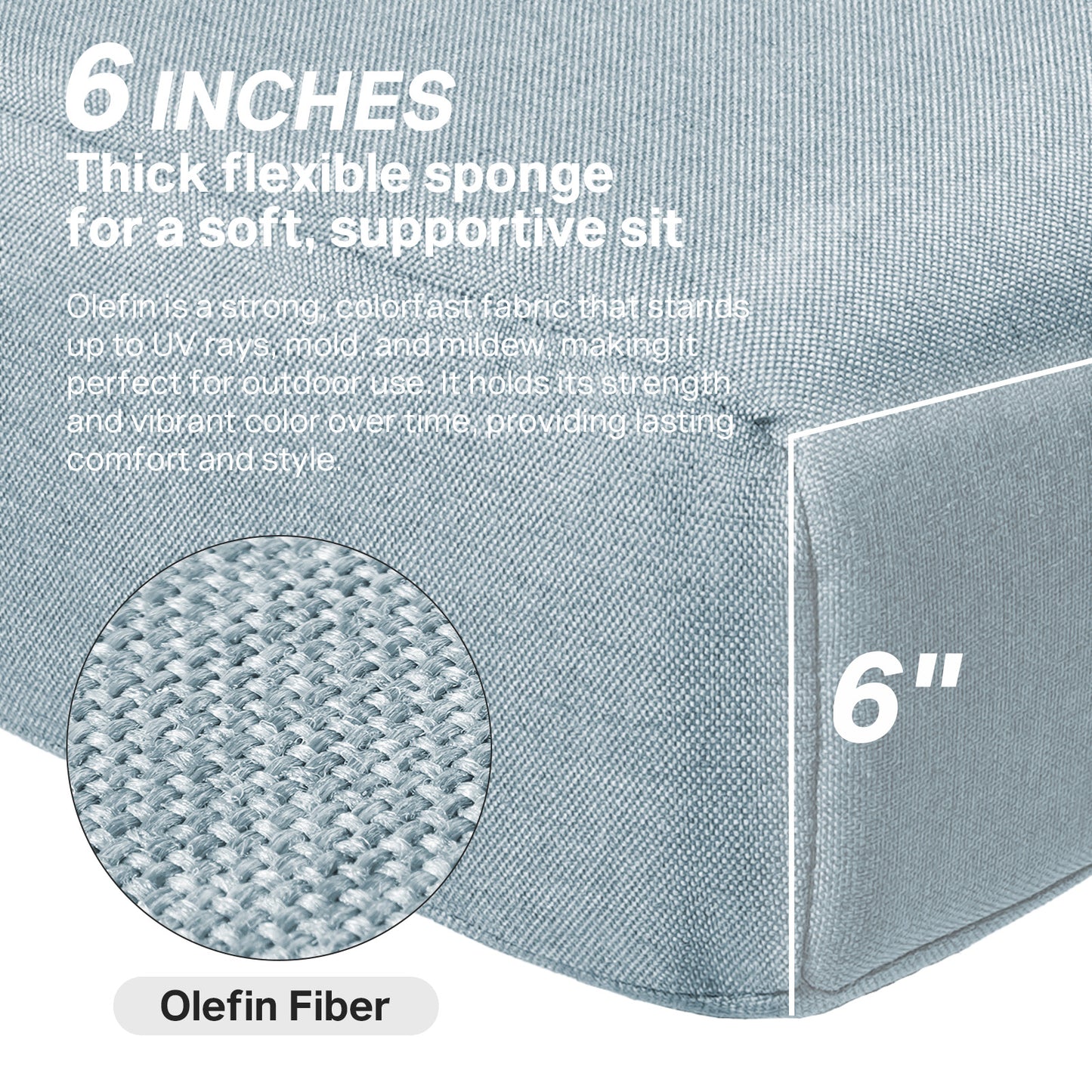 Luxury 6" Thick Outdoor Seat Cushion – 24"x24" Water-Resistant Patio Chair Cushion for Rattan & Sectional Seating