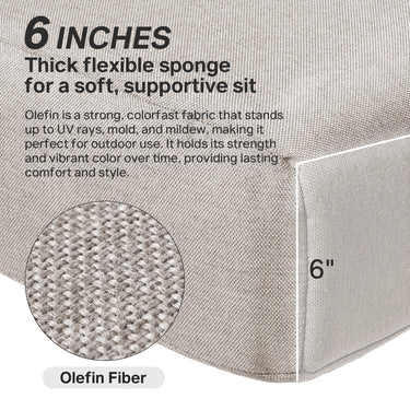 Set of 6 Belord luxury outdoor chair and sofa cushions, 24x24x6 inches, water-resistant patio cushions for rattan chairs and outdoor seating