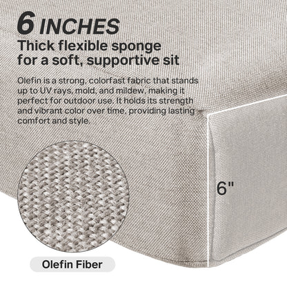 Luxury 6" Thick Outdoor Seat Cushion – 24"x24" Water-Resistant Patio Chair Cushion for Rattan & Sectional Seating