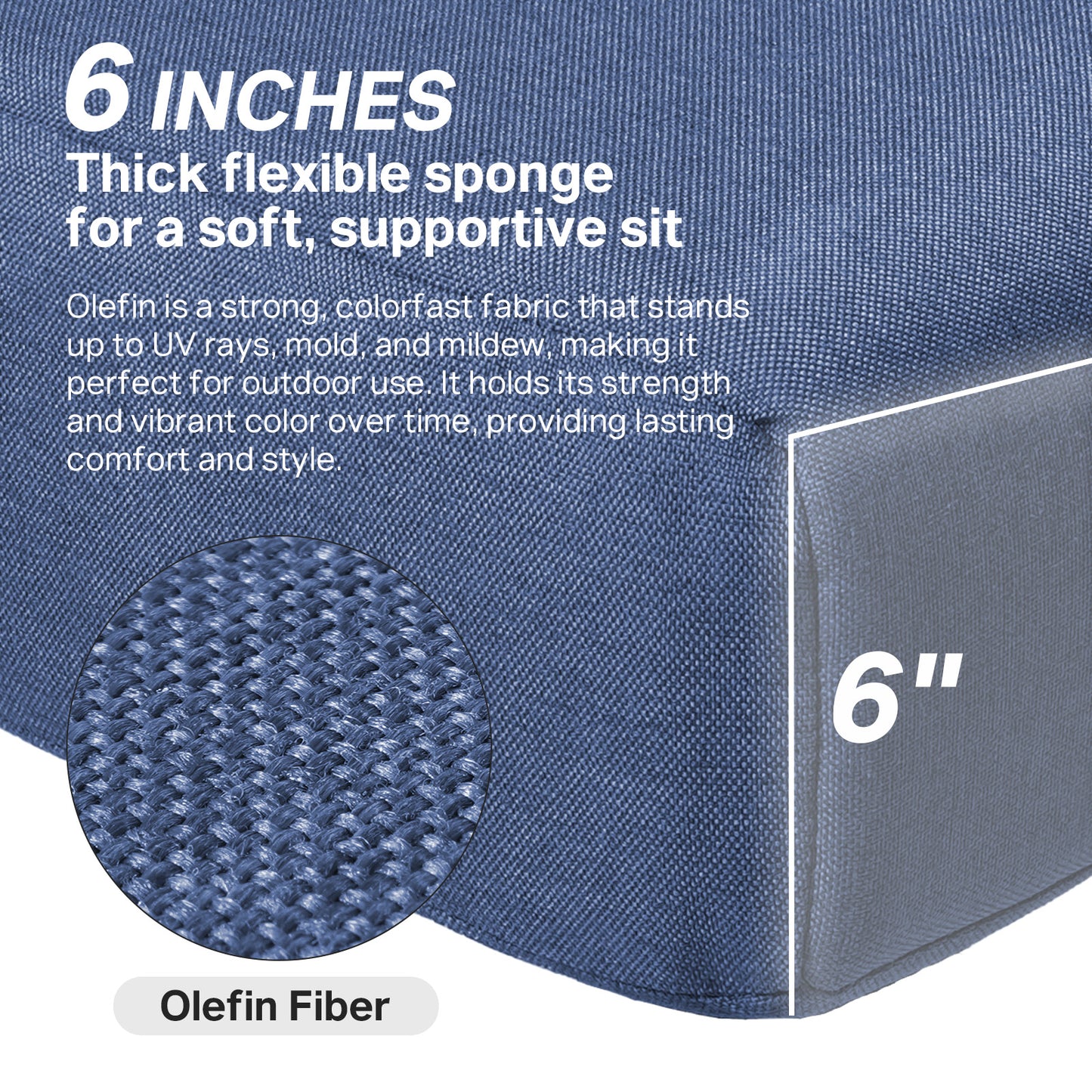 Luxury 6" Thick Outdoor Seat Cushion – 24"x24" Water-Resistant Patio Chair Cushion for Rattan & Sectional Seating