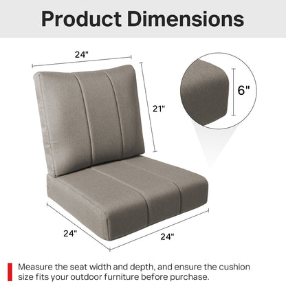 Luxury 6" Thick Outdoor Seat Cushion – 24"x24" Water-Resistant Patio Chair Cushion for Rattan & Sectional Seating