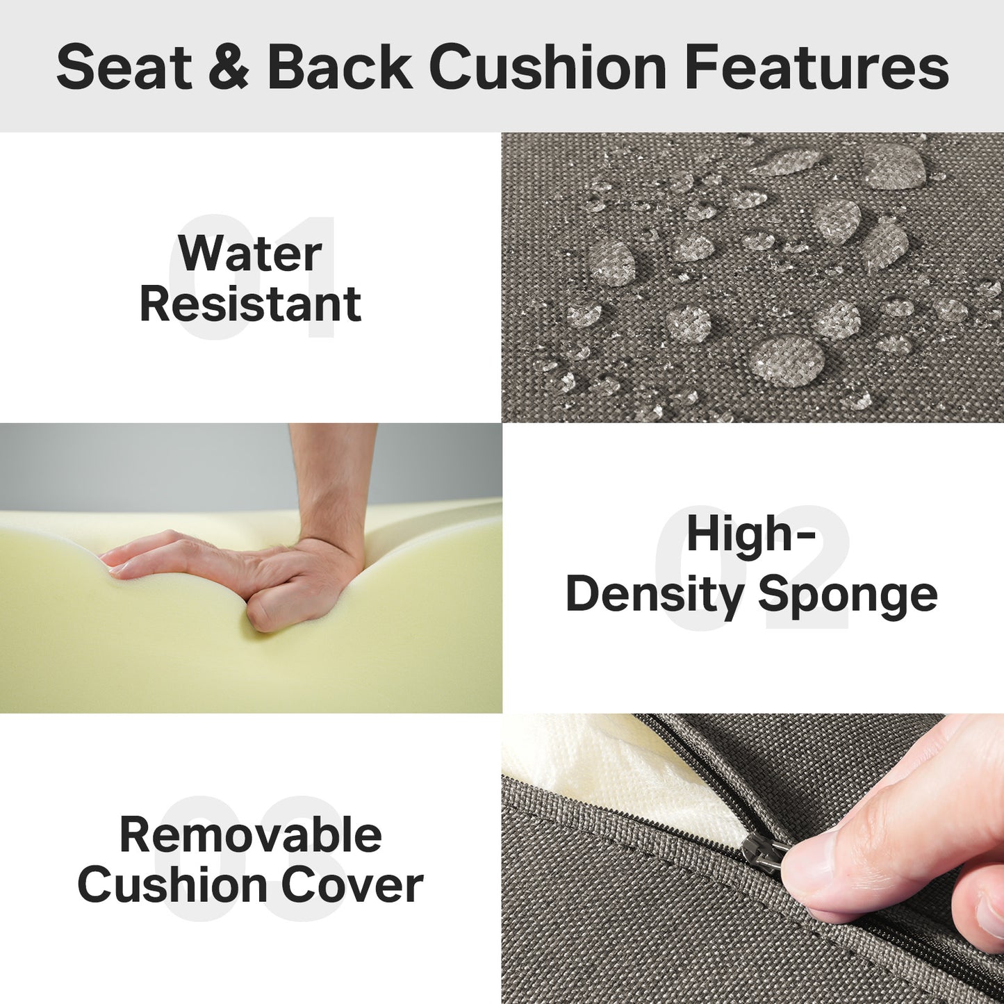 Luxury 6" Thick Outdoor Seat Cushion – 24"x24" Water-Resistant Patio Chair Cushion for Rattan & Sectional Seating