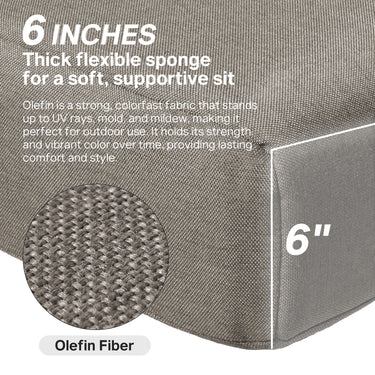 Set of 6 Belord luxury outdoor seat cushions for patio rattan chairs, water-resistant 24x24x6-inch chair and sofa cushions.
