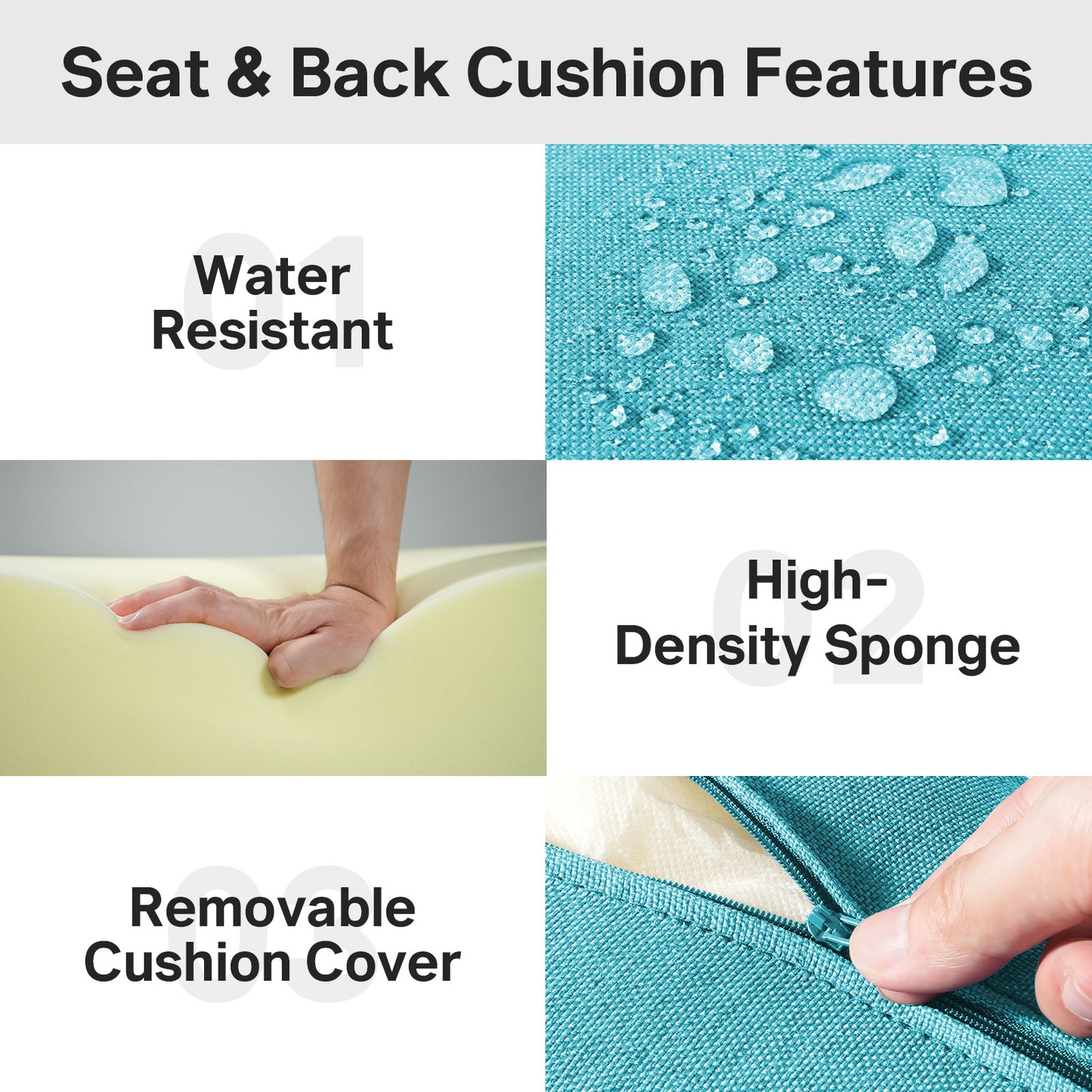 Luxury 6" Thick Outdoor Seat Cushion – 24"x24" Water-Resistant Patio Chair Cushion for Rattan & Sectional Seating