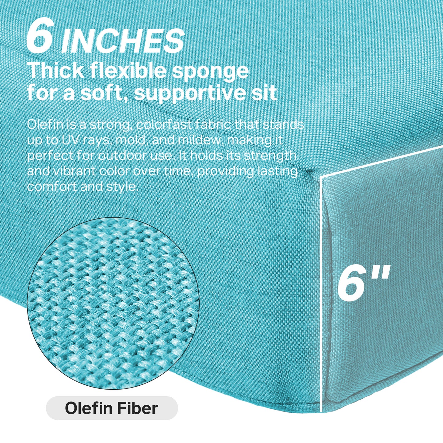 Luxury 6" Thick Outdoor Seat Cushion – 24"x24" Water-Resistant Patio Chair Cushion for Rattan & Sectional Seating