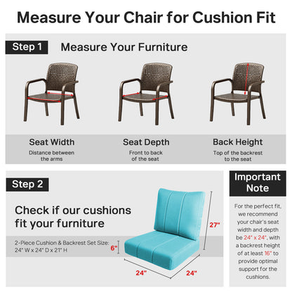 Luxury 6" Thick Outdoor Seat Cushion – 24"x24" Water-Resistant Patio Chair Cushion for Rattan & Sectional Seating