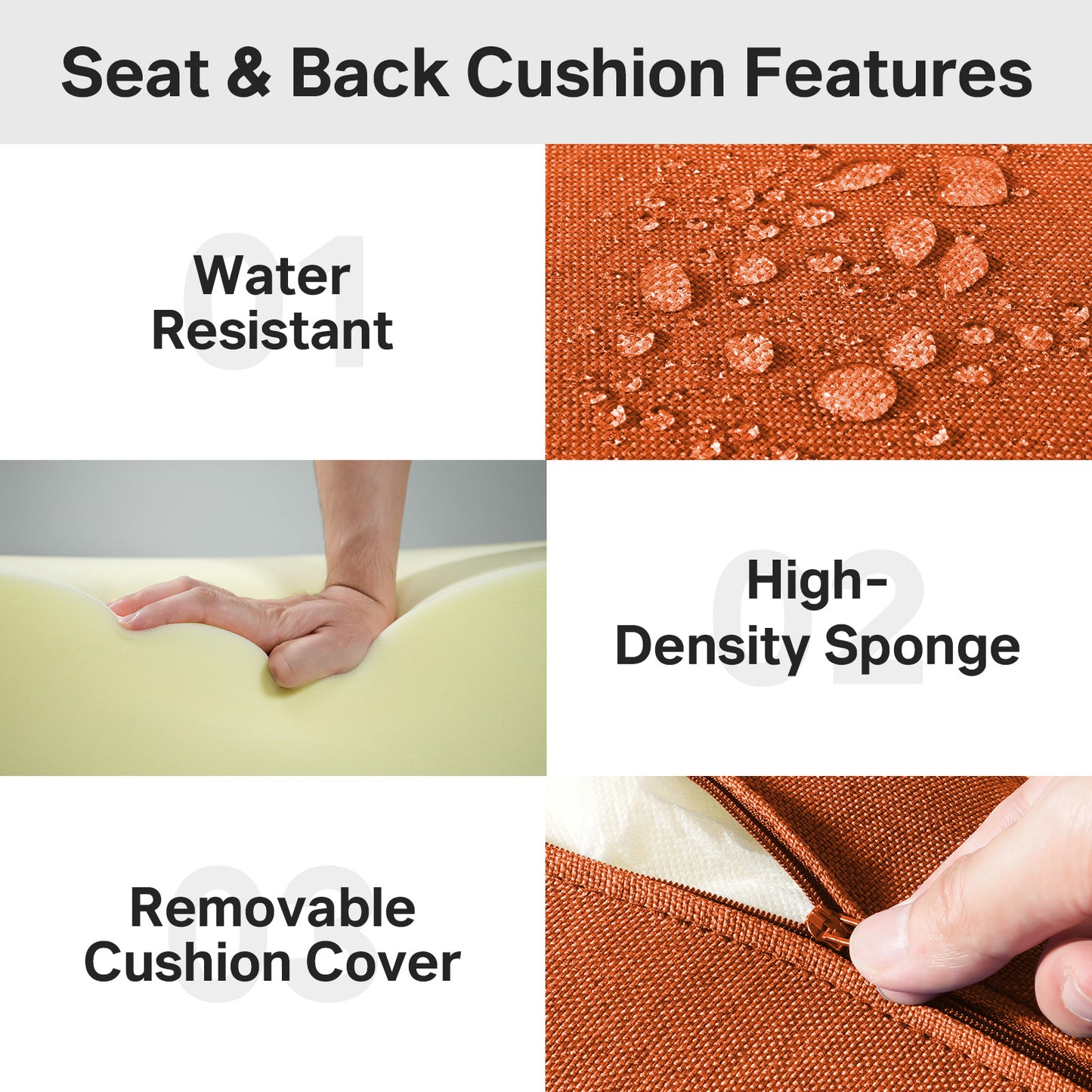 Luxury 6" Thick Outdoor Seat Cushion – 24"x24" Water-Resistant Patio Chair Cushion for Rattan & Sectional Seating