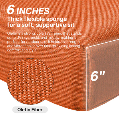 Luxury 6" Thick Outdoor Seat Cushion – 24"x24" Water-Resistant Patio Chair Cushion for Rattan & Sectional Seating