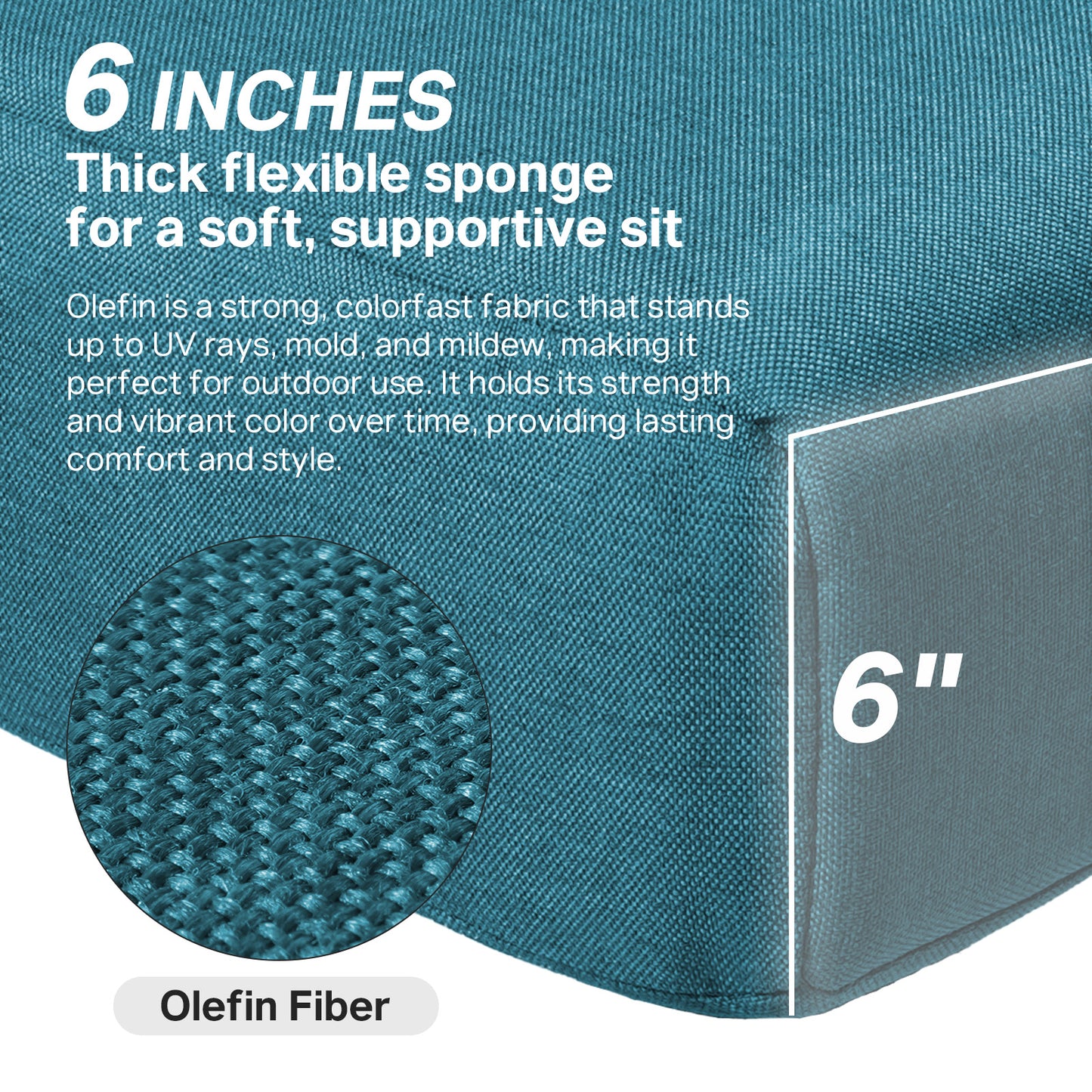 Luxury 6" Thick Outdoor Seat Cushion – 24"x24" Water-Resistant Patio Chair Cushion for Rattan & Sectional Seating