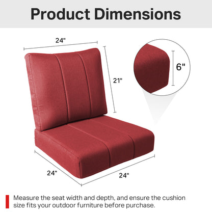 Luxury 6" Thick Outdoor Seat Cushion – 24"x24" Water-Resistant Patio Chair Cushion for Rattan & Sectional Seating