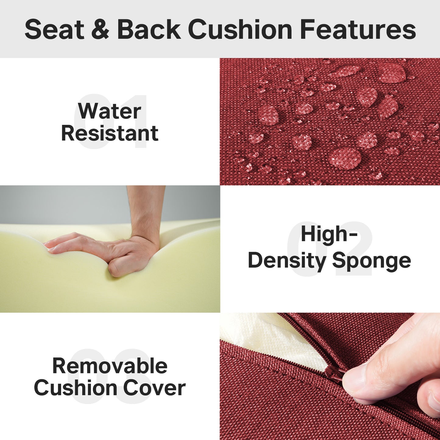 Luxury 6" Thick Outdoor Seat Cushion – 24"x24" Water-Resistant Patio Chair Cushion for Rattan & Sectional Seating