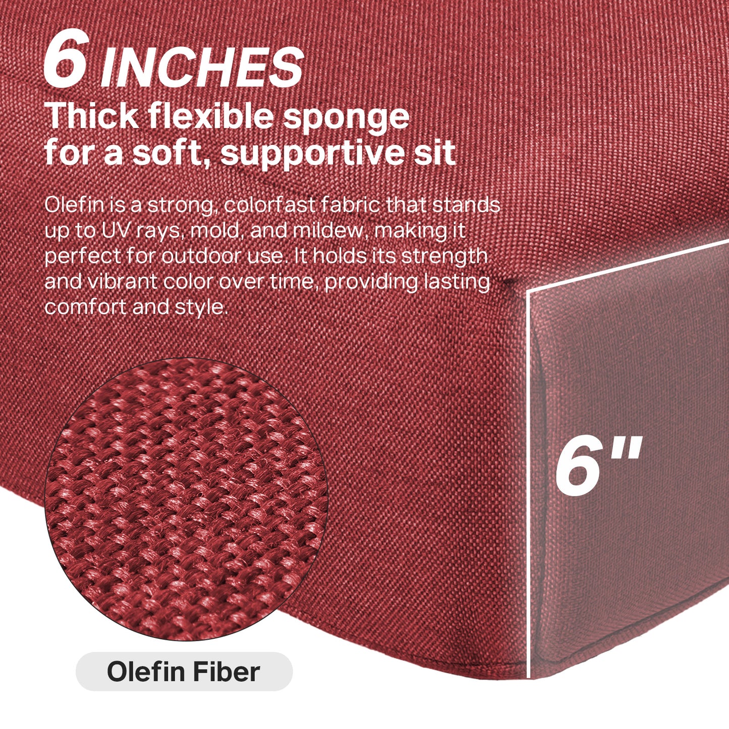 Luxury 6" Thick Outdoor Seat Cushion – 24"x24" Water-Resistant Patio Chair Cushion for Rattan & Sectional Seating