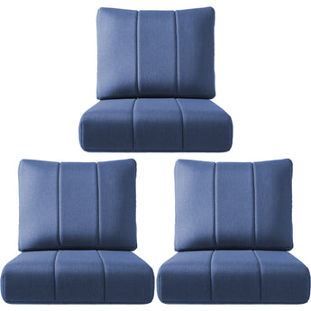 Set of three Belord outdoor seat cushions, 24x24x6 inches, water-resistant patio chair cushions for outdoor seating and patio furniture.