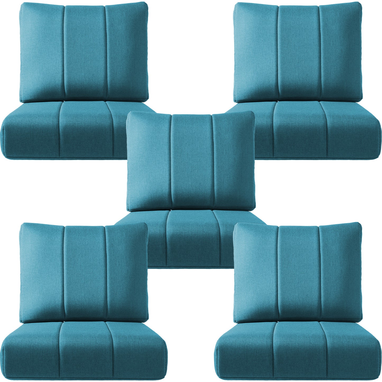 Luxury Patio Seat Cushion Set of 5 – 24"x24"x6" Water-Resistant Cushions for Patio Chairs, Sofas & Outdoor Sectionals